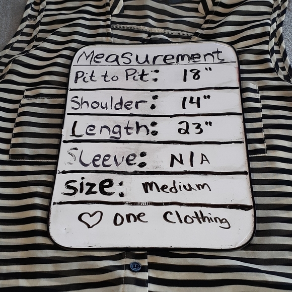 One Clothing Black & Cream Stripped Sleeveless Sheer Shirt Size Medium - Picture 5 of 5